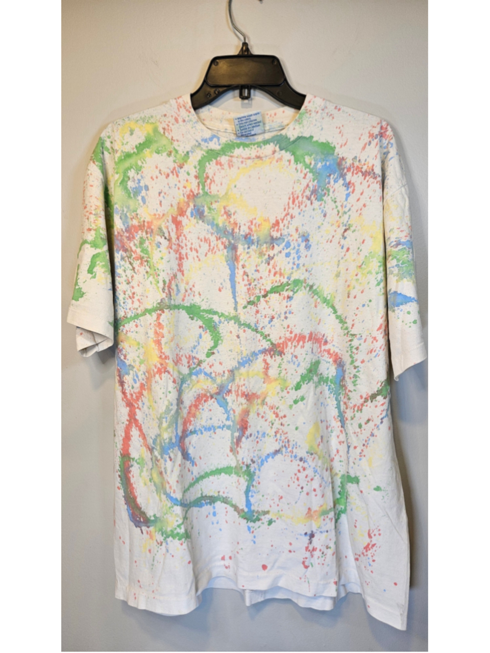 Vintage 90s All Sport Abstract Paint Splatter All Over Print T Shirt XL USA